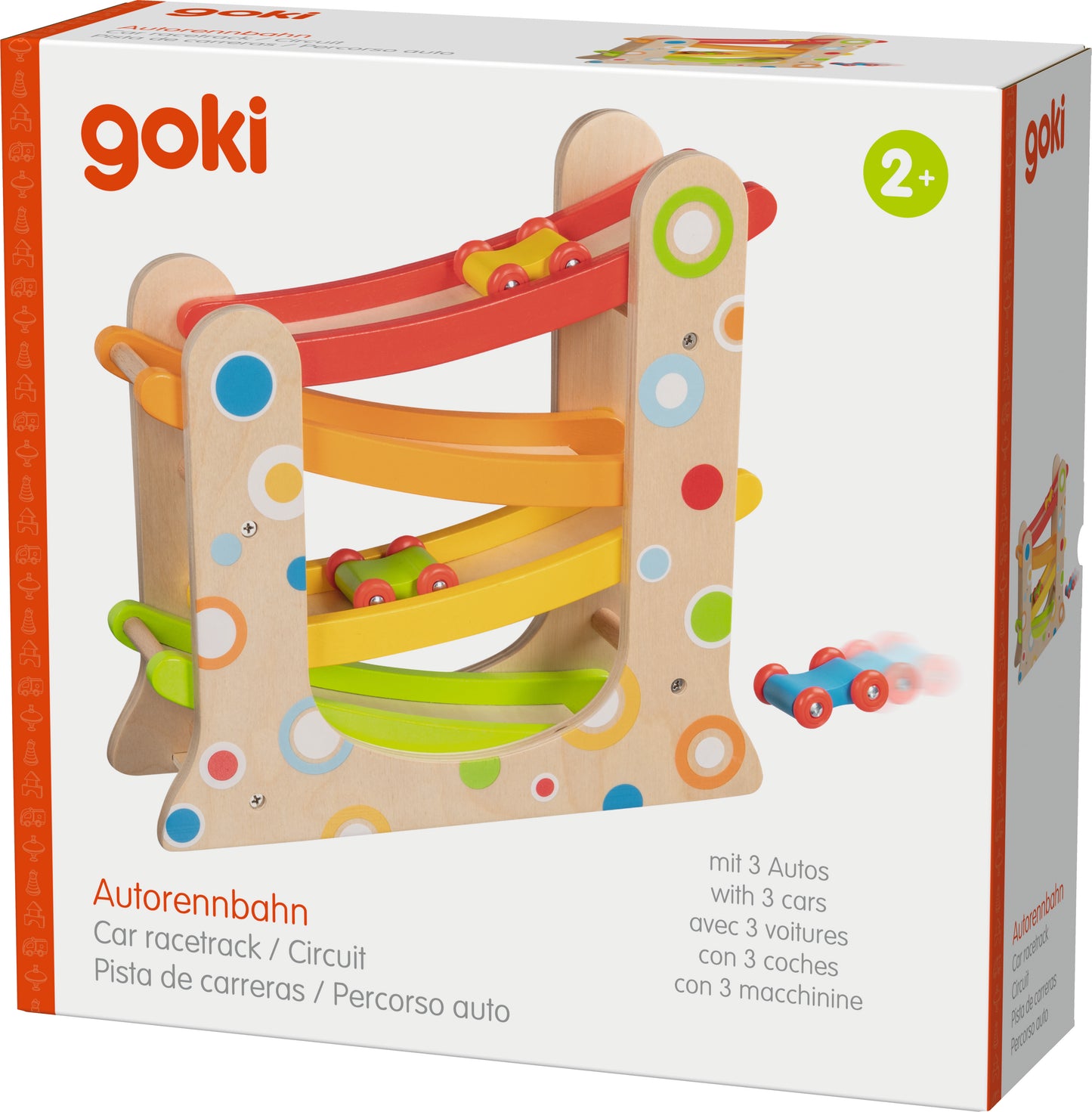 goki car racetrack, with 3 cars-felix & mina