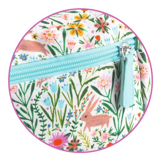 Djeco Pink Rabbit Floral Small Square Bag