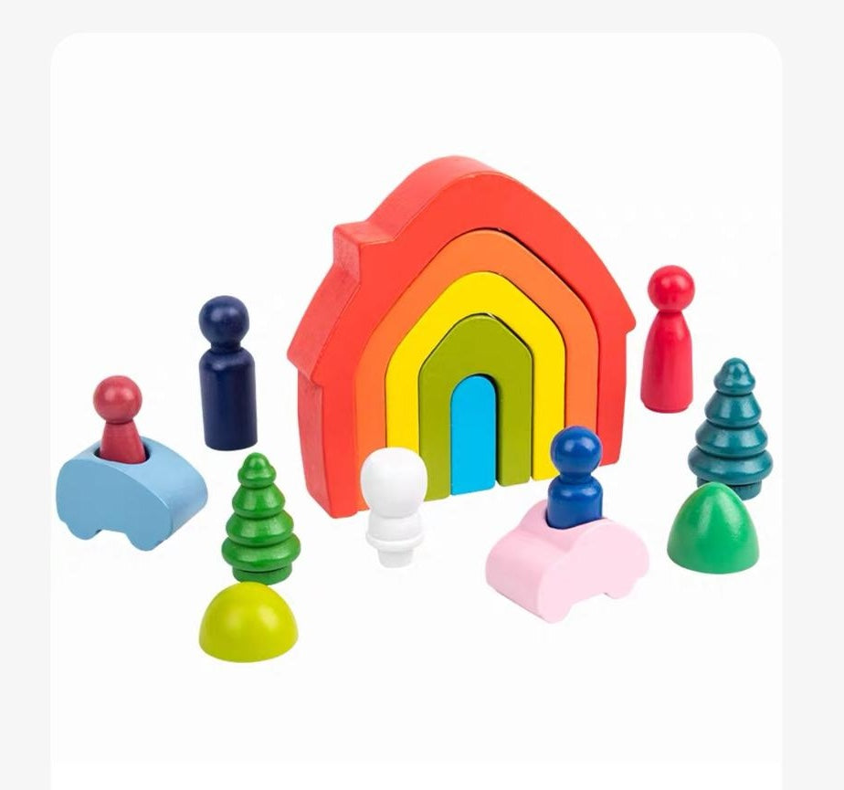 fm - Colorful wooden rainbow house set-felix & mina