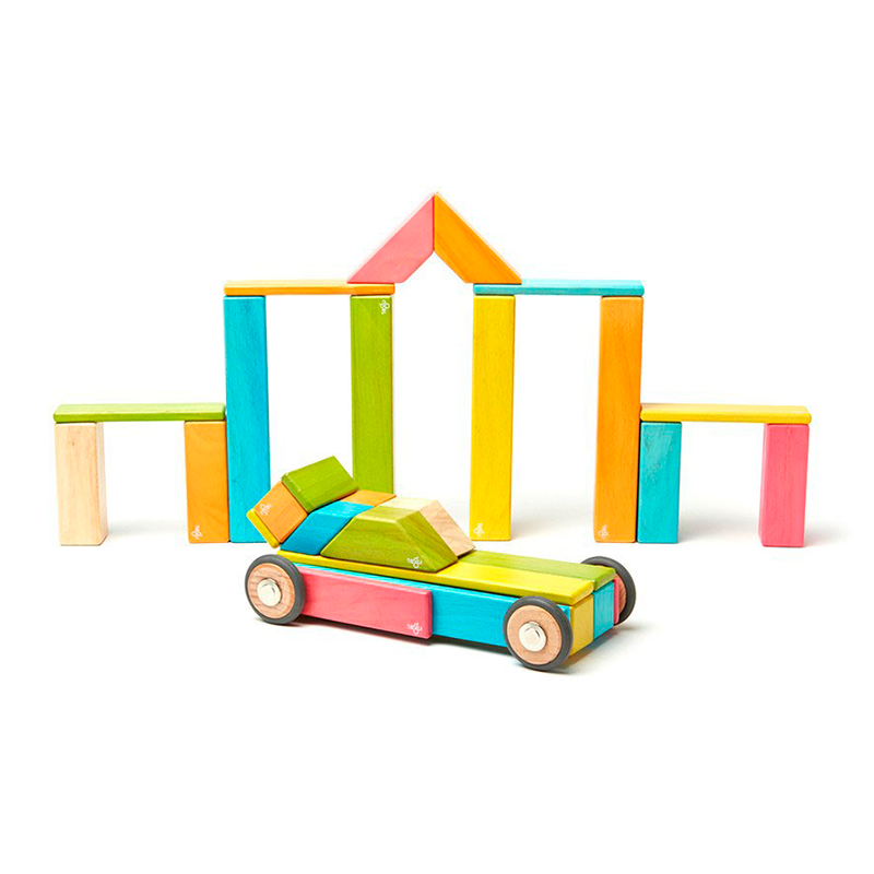 Tegu 42-Piece Set Magnetic Wooden Blocks - Tints