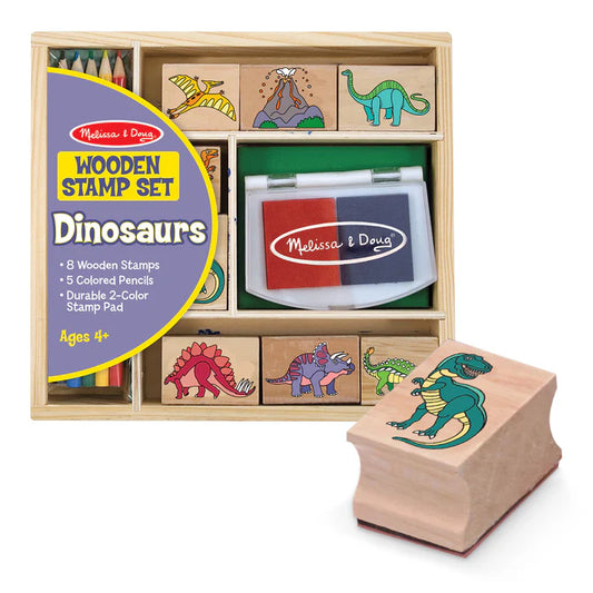 Melissa and Doug - Wooden Dinosaur Stamp Set