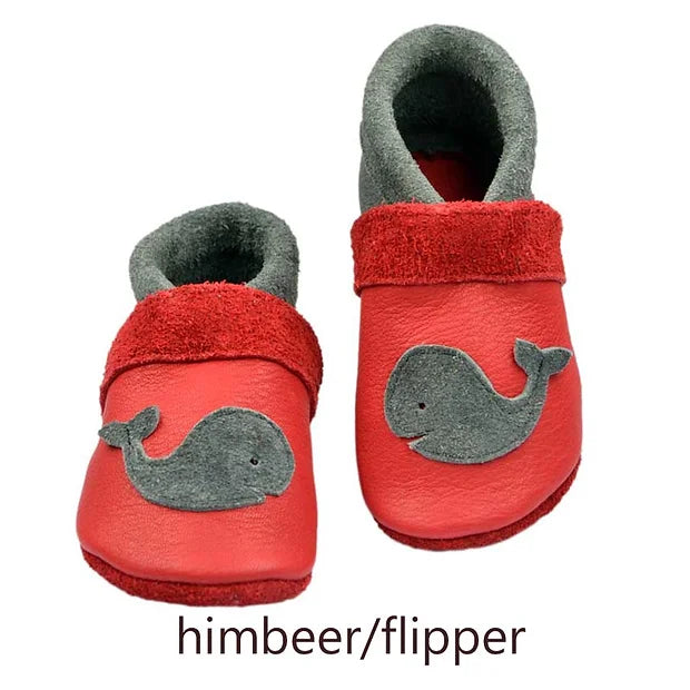 Whale appliqué leather shoes (red)-felix & mina