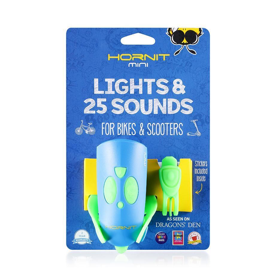 Hornit Bike Horn & Light - Hornit Mini (green & blue) - 25 Sounds!-felix & mina