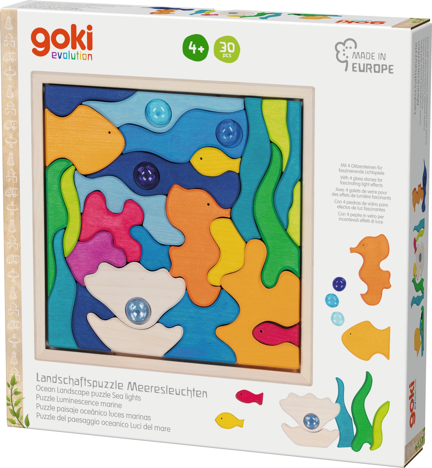 goki landscape puzzle, sea lights with 4 glass stones-felix & mina
