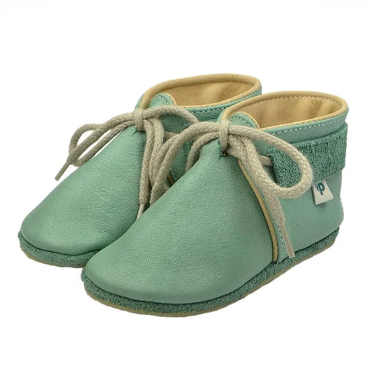 Classic leather lace up booties (mint)