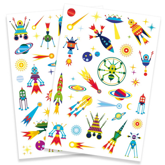 Djeco Fly to Space Glow-in-the-Dark Tattoo Stickers