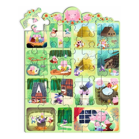 Children's puzzle with farm-themed illustrations on a white background by Djeco