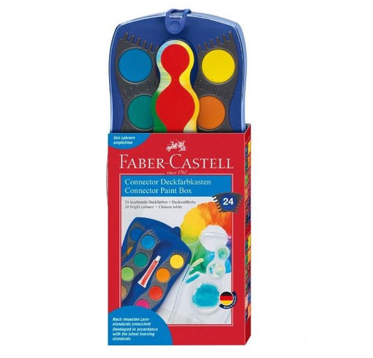 Faber-Castell Connector Paint Box - Red (24 Colours Plus Brush)-felix & mina