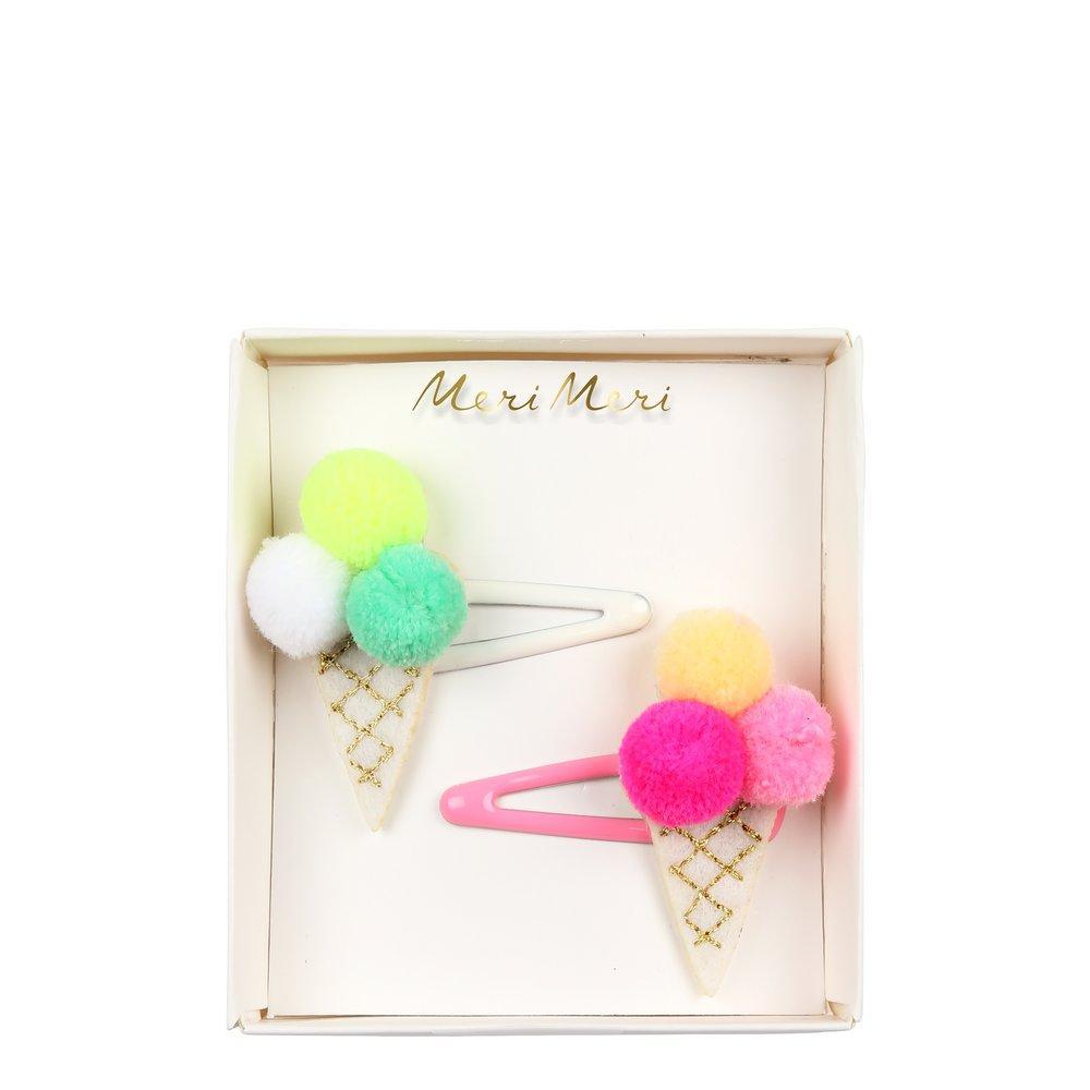 Meri Meri Pompom Ice Cream Hair Clips (set of 2)-felix & mina