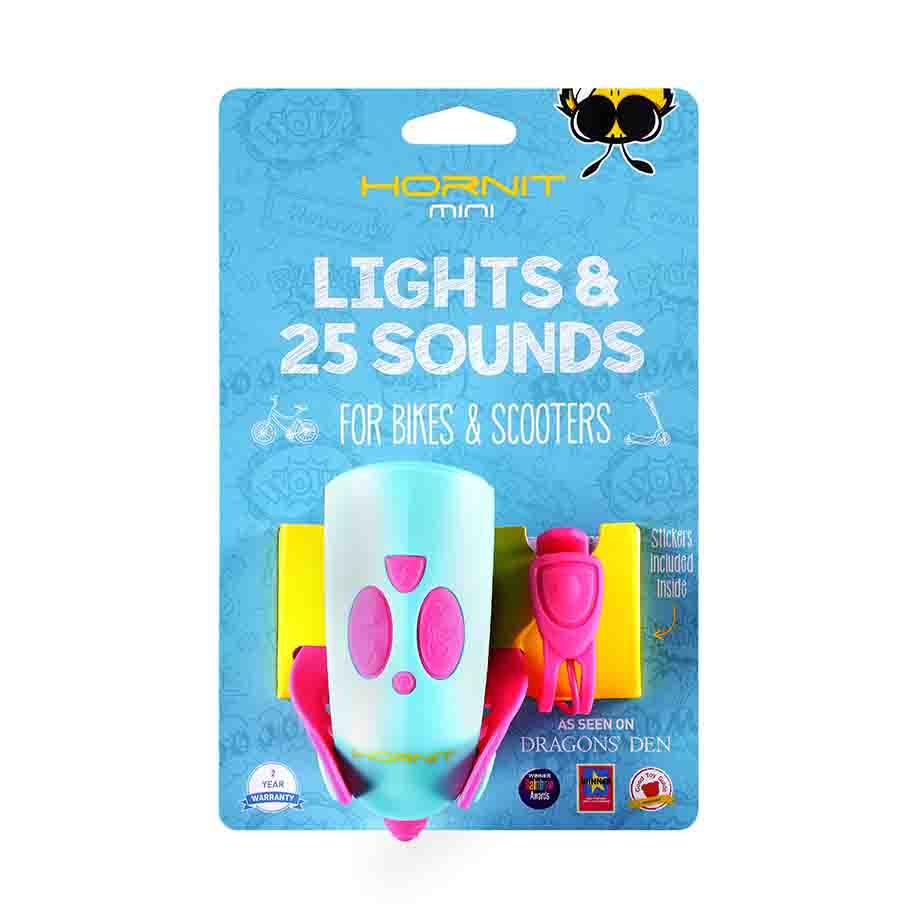 Hornit Bike Horn & Light - Hornit Mini (pink & turquoise) - 25 Sounds!-felix & mina