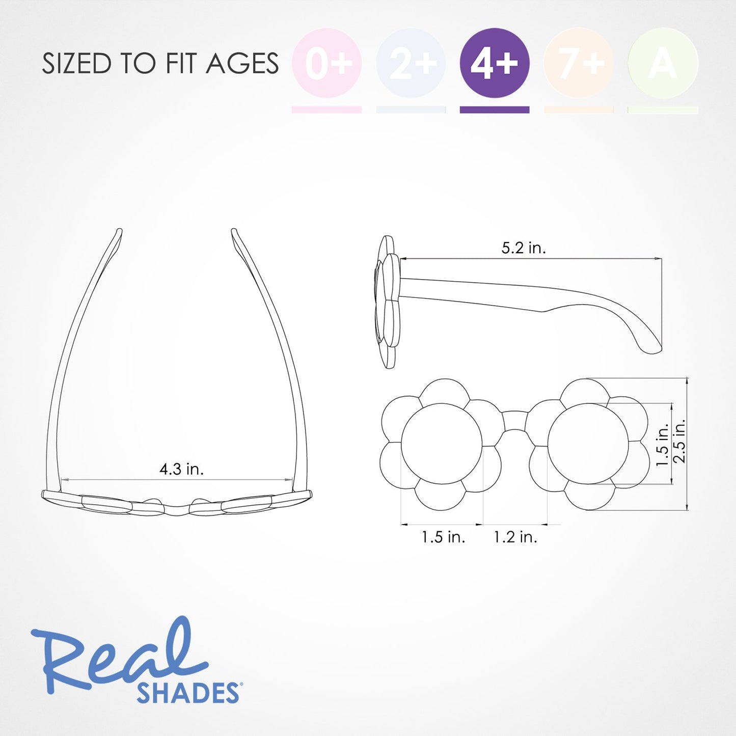 Real Shades Bloom Sunglasses for Toddlers und Kids, Pancake batter-felix & mina