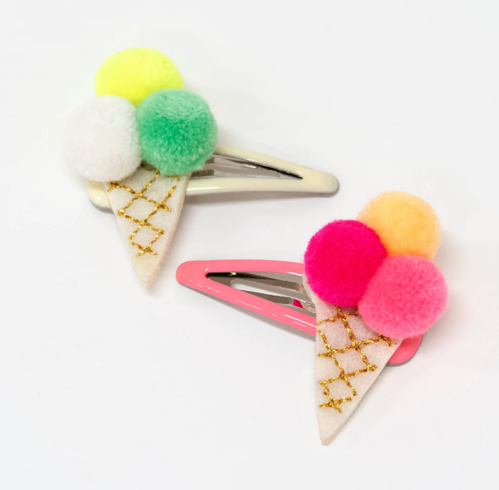 Meri Meri Pompom Ice Cream Hair Clips (set of 2)-felix & mina