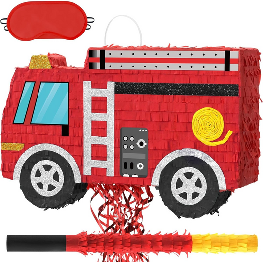Piñata Firetruck with stick and mask (filling included)