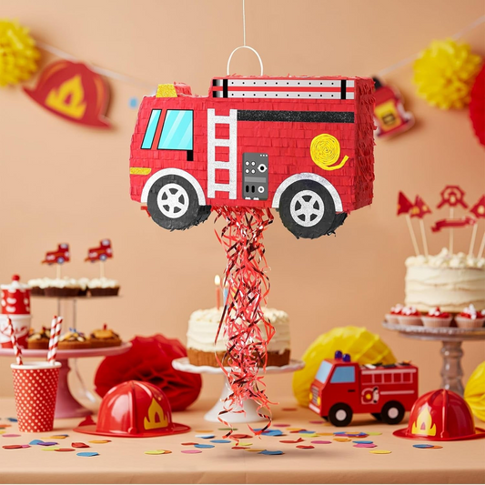 Piñata Firetruck with stick and mask (filling included)