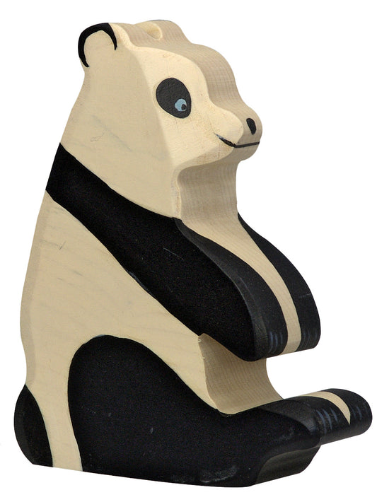 goki wooden panda bear figure on a white background