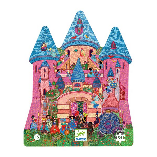 Colorful castle puzzle with detailed design on a white background by Djeco