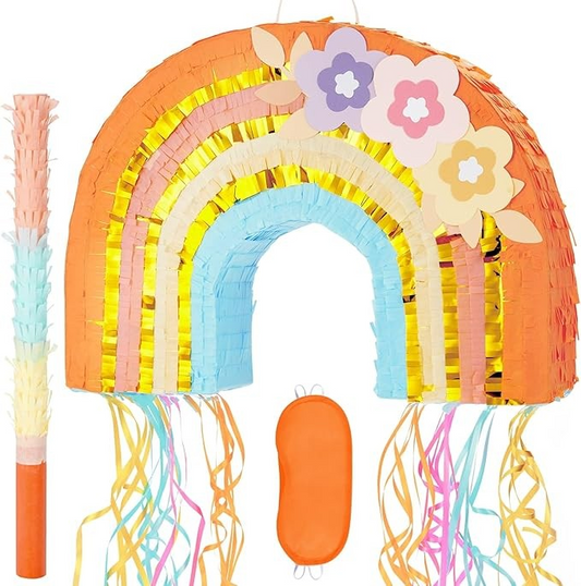 Piñata Rainbow with stick and mask (filling included)