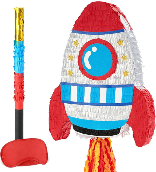 Piñata Space Rocket with stick and mask (filling included)