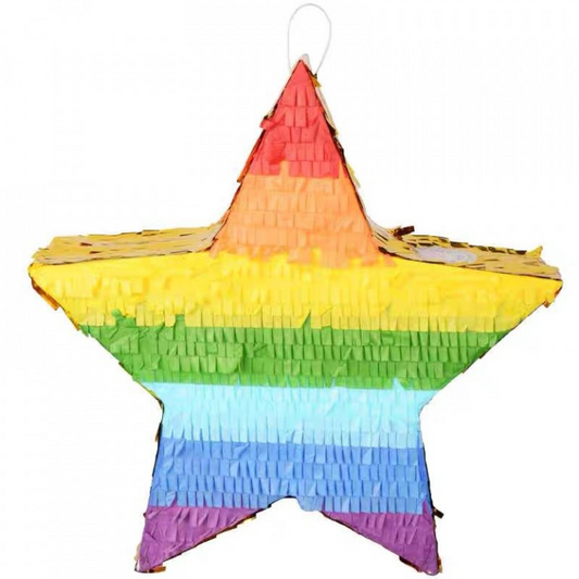 Piñata Rainbow Star with stick and mask (filling included)