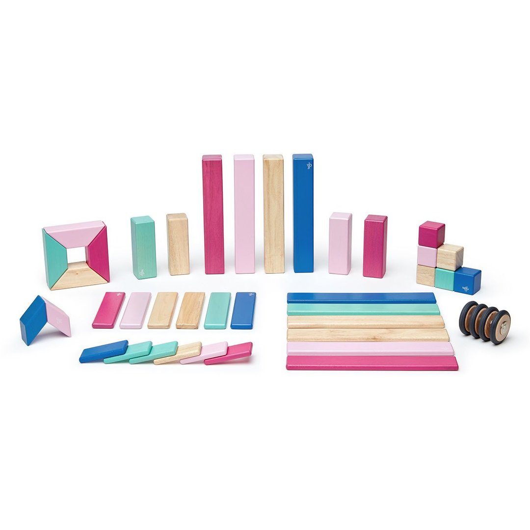 Tegu 42-Piece Set Magnetic Wooden Blocks - BlossomTegu 42-Piece Set Magnetic Wooden Blocks - Blossom-felix & mina