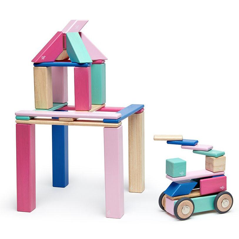 Tegu 42-Piece Set Magnetic Wooden Blocks - Blossom